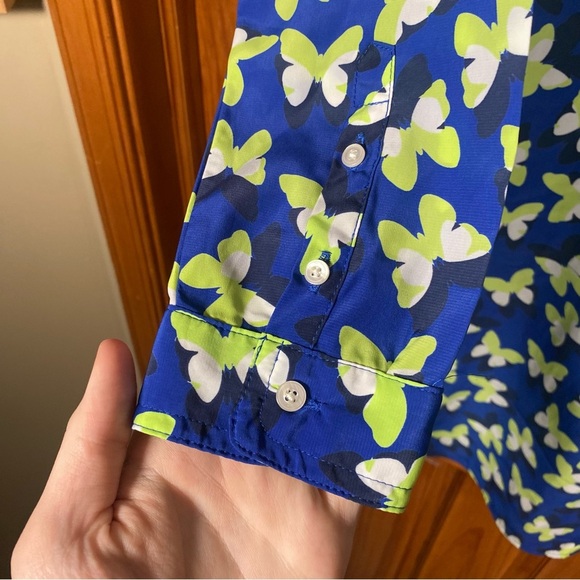 GAP Printed Butterfly Long Sleeve Tunic Dress Henley Crew Neck - Picture 6 of 9